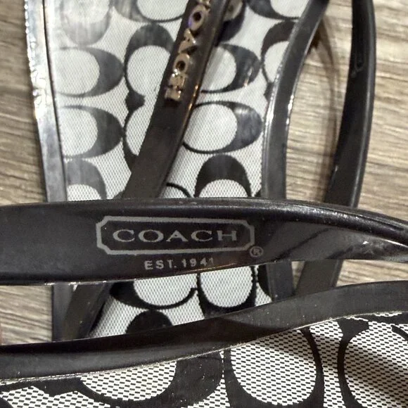Coach Lyra Jelly Signature Thong FlipFlop Sandals Size 7 Preppy Y2K Logo Black - Picture 5 of 9